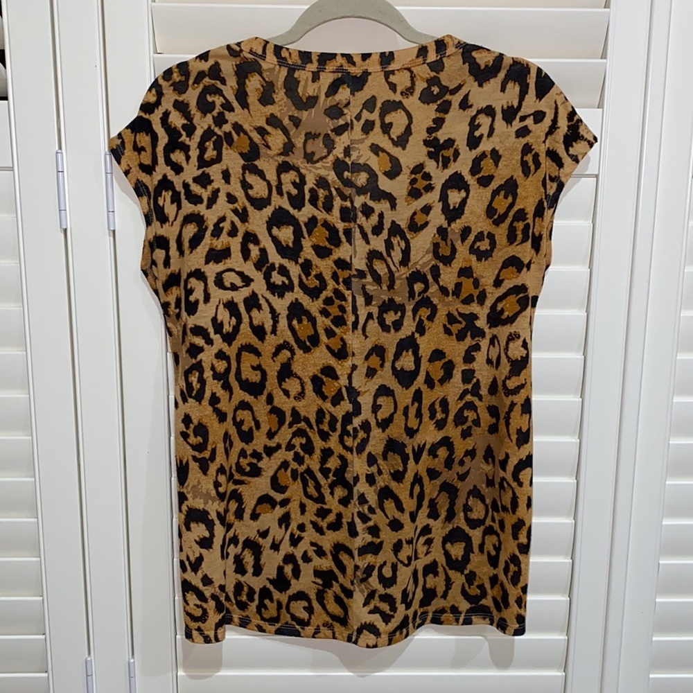 Como Vintage Boutique leopard animal print Carol Baskins short-sleeve blouse M​​ - Picture 5 of 7
